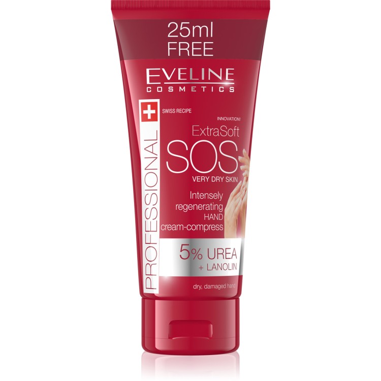 Eveline Extra Soft SOS 5%Urea Regenerating Cream Hand Nourishes Moisturize 100ml