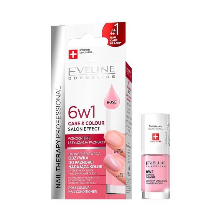 Eveline Nail Therapy Concentrated Nail Conditioner Giving Color 6in1 Rose 5ml