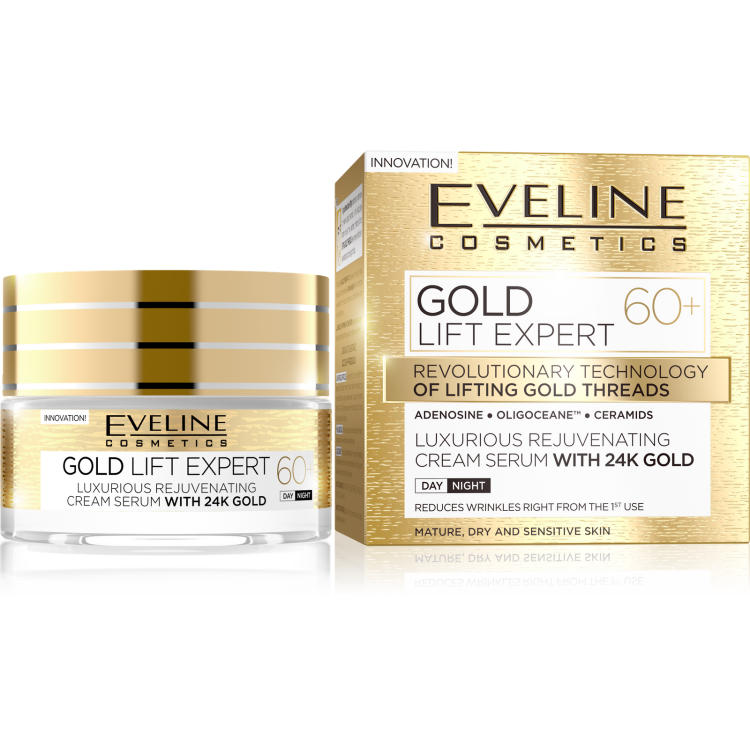 Eveline Gold Lift Expert Luxurious Rejuvenating Cream-Serum with 24k Gold 60+ for Day and Night 50ml