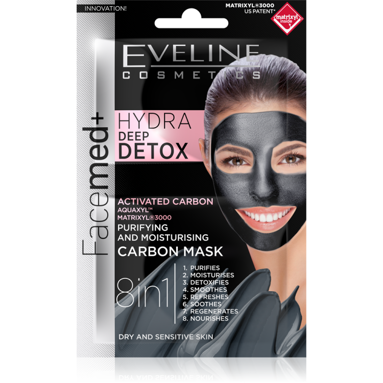 Eveline Facemed+ Hydra Deep Detox 8in1 Cleansing Moisturizing Carbon Mask 7ml