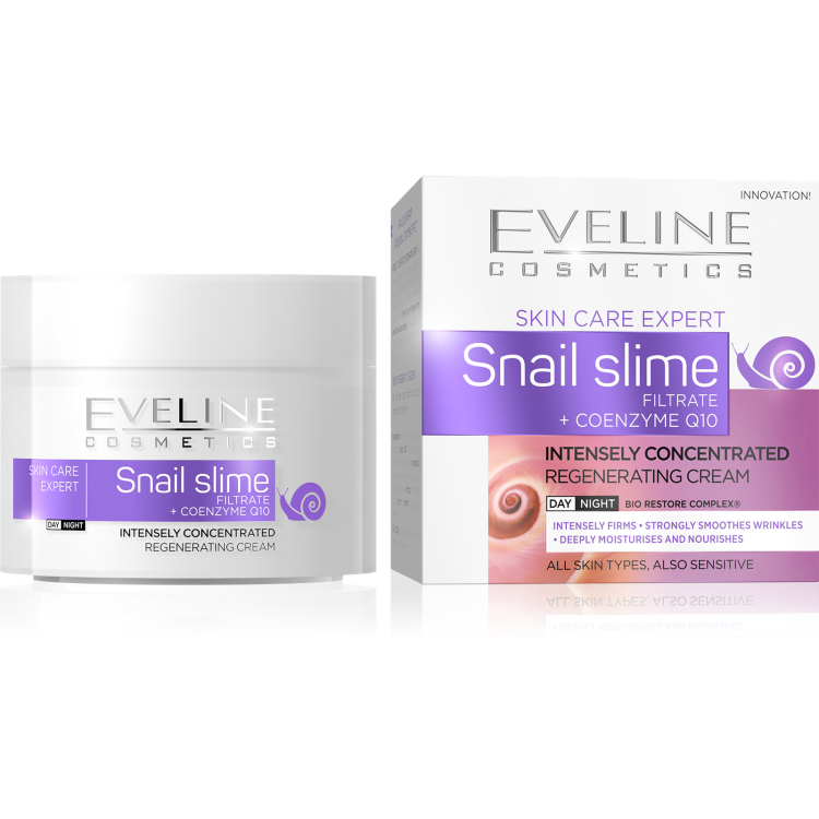 Eveline Skin Care Expert Concentrated Regenerating Cream with Snail Slime Filtrate and Coenzyme Q10 for Day and Night 50ml