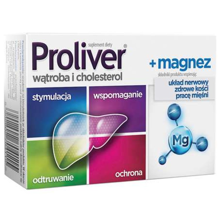 Proliver + Magnesium for Liver Cholesterol Nervous System and Healthy Bones 30 Tablets