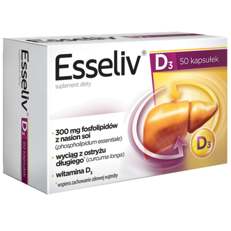 Esseliv D3 for Liver Work Support and Fat Digestion 50 Capsules