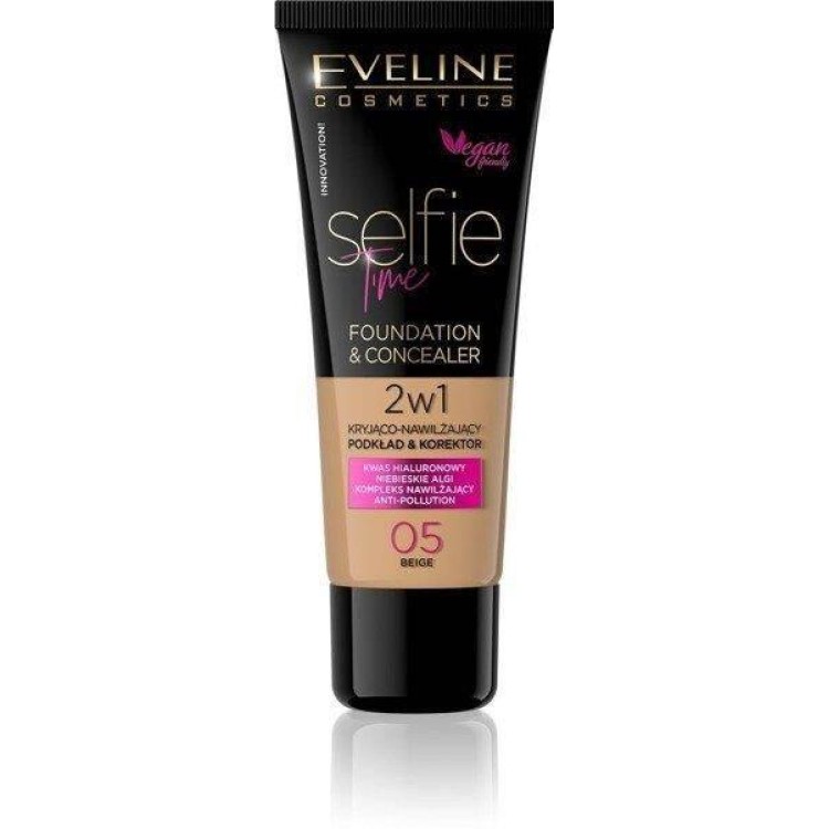 Eveline Selfie Time Covering Moisturizing Foundation Concealer 2in1 No. 05 Beige 30ml