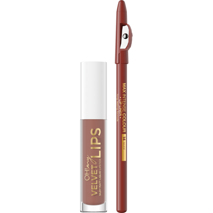 Eveline OML Silky Matt Liquid Lipstick & Contour Lip Liner 12 Praline Eclair 4,5ml