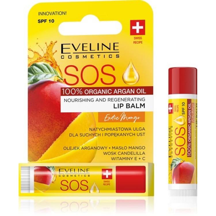 Eveline SOS Nourishing Regenerating Balm for Dry and Cracked Lips Mango SPF10 1 Piece