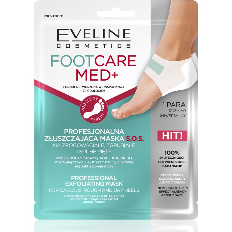 Eveline Foot Care Med+ Exfoliating Mask for Callous Rough and Dry Heels 1 Piece