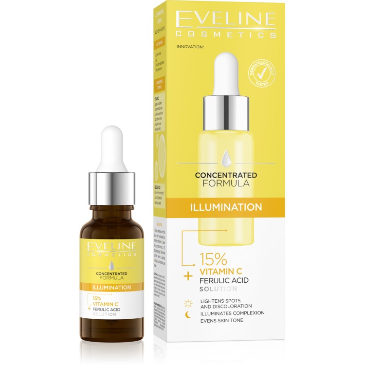 Eveline Concentrated Formula Illuminating Serum with Vitamin C for Face Neck and Decollete 18ml