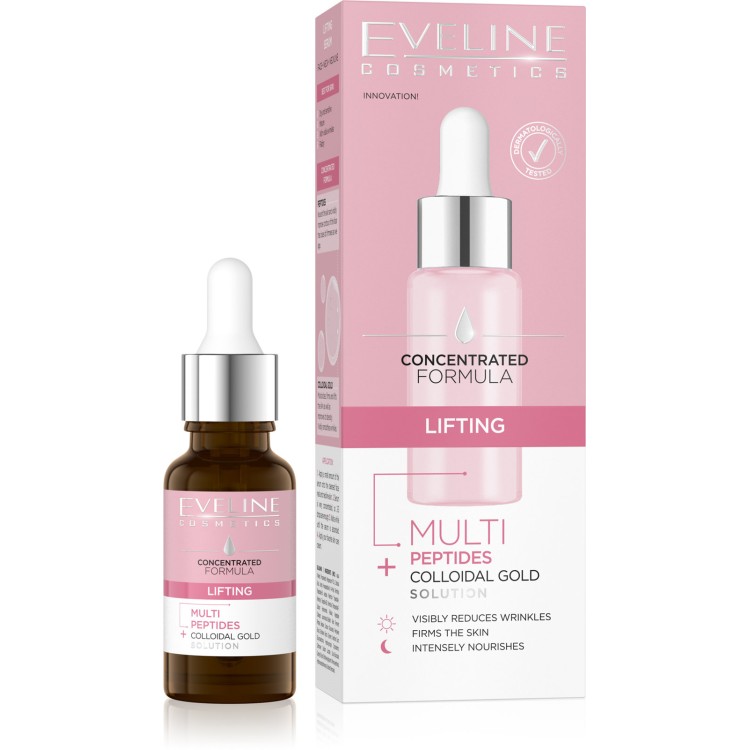 Eveline Concentrated Formula Lifting Serum with Multi Peptides for Face Neck and Decollete 18ml