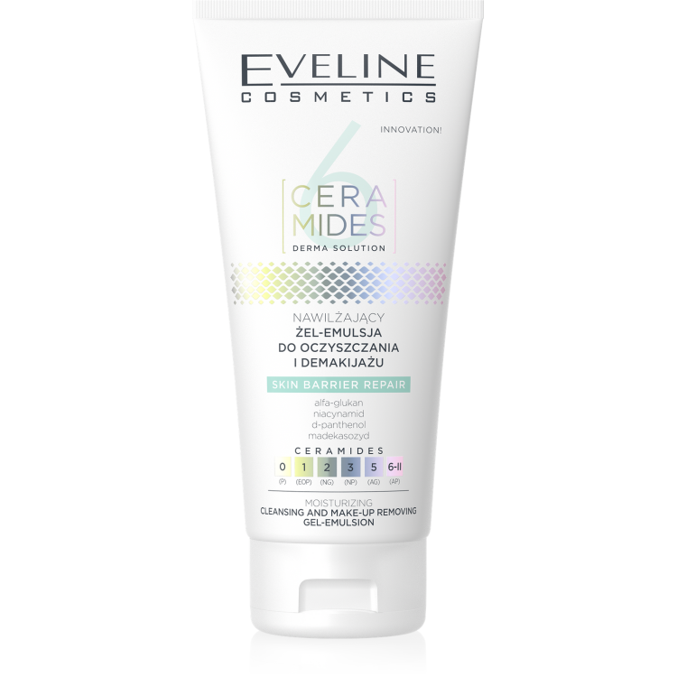 Eveline 6 Ceramides Moisturizing Gel-Emulsion for Cleansing and Make-up Removal for All Skin Types 150ml