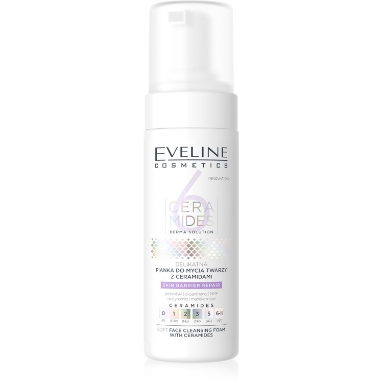 Eveline 6 Ceramides Gentle Face Washing Foam with Ceramides for Dry and Sensitive Skin 150ml