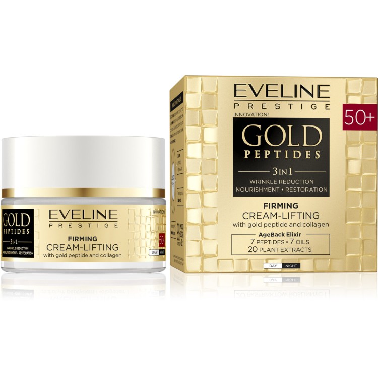 Eveline Gold Peptides 3in1 Firming Cream-Lifting with Gold Peptide and Collagen 50+ Day and Night 50ml