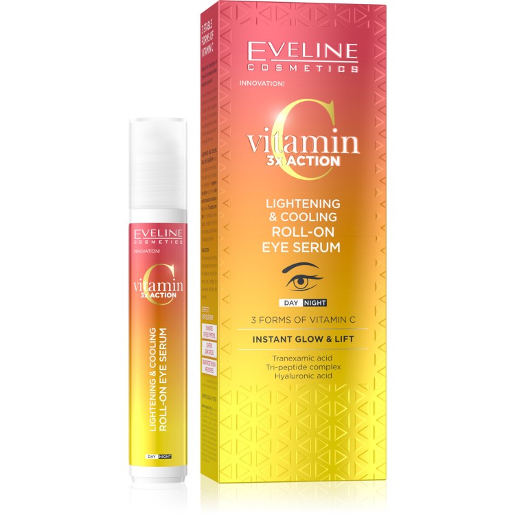 Eveline Vitamin C 3x Action Brightening and Cooling Eye Serum in Roll-On for Day and Night 15ml