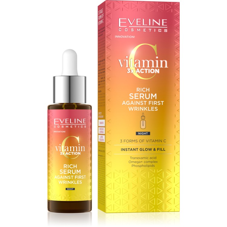 Eveline Vitamin C 3x Action Rich Night Serum for First Wrinkles 30ml