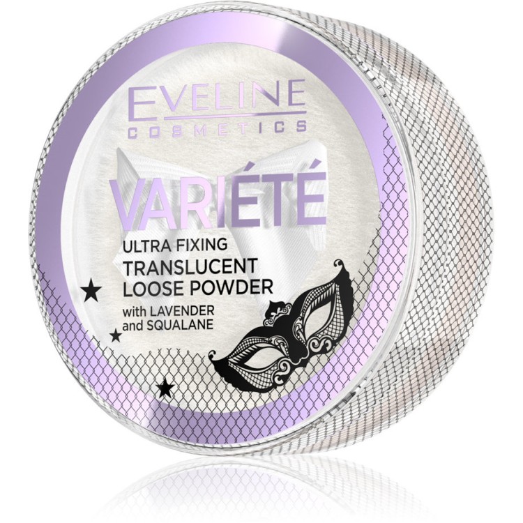 Eveline Variete Ultra Fixing Transparent Loose Face Powder with a Matte Finish Lavender Squalane 5g