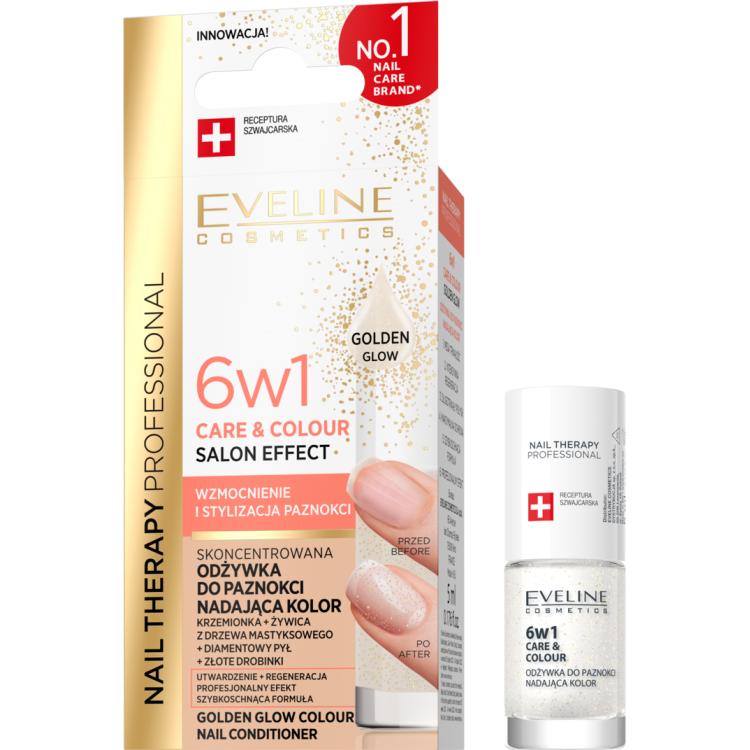 Eveline Nail Therapy Care & Color Concentrated Nail Conditioner Giving Golden Glow Color 5ml