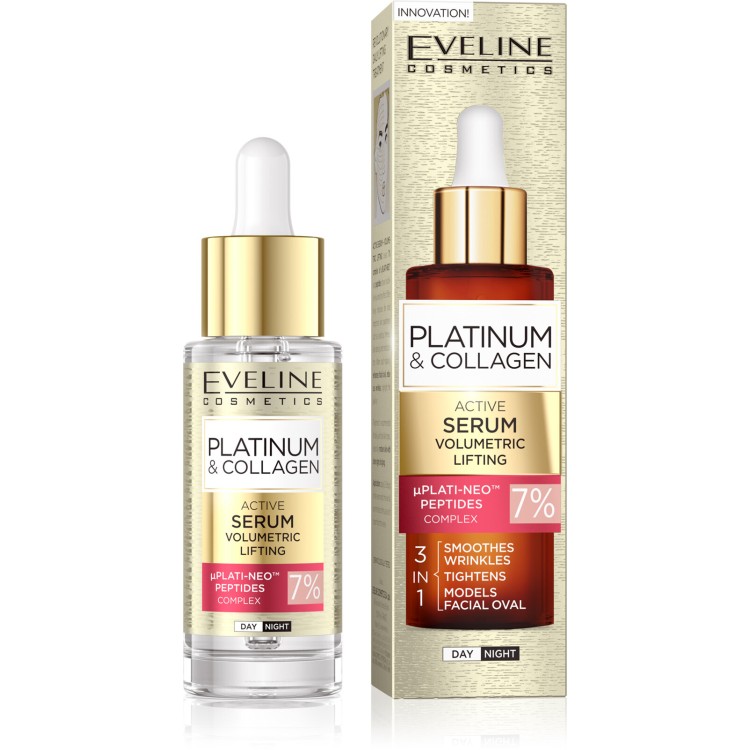 Eveline Platinium & Collagen 7% Complex Plati-Neo™ and Peptides 3in1 Active Volumetric Lifting Serum 30ml