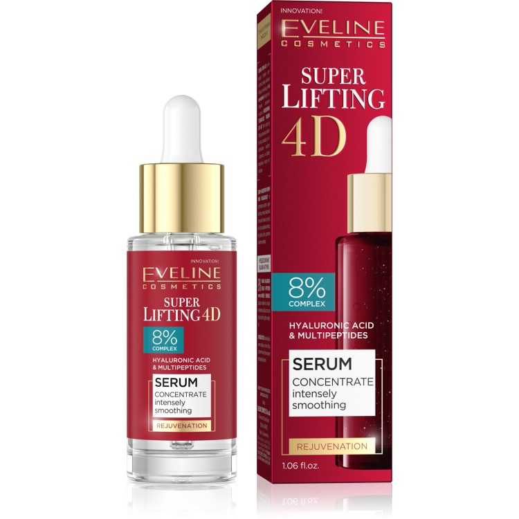 Eveline Super LIfting 4D 8% Complex Intensively Smoothing Rejuvenating Serum Concentrate for Mature Skin 30ml