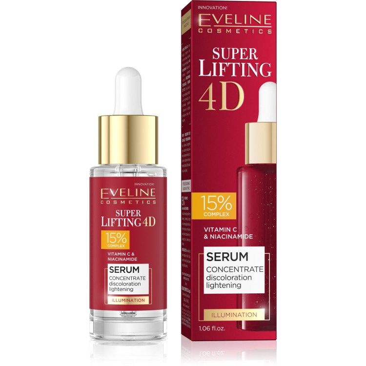 Eveline Super Lifting 4D 15% Complex Serum Concentrate Brightening Discolorations for Mature Skin 30ml