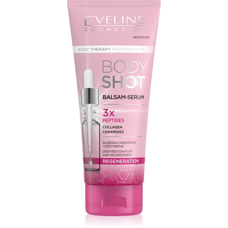 Eveline Body Shot Regenerating Balm-Serum 3x Peptides Collagen Ceramides for Dry Skin Lacking Elasticity 200ml