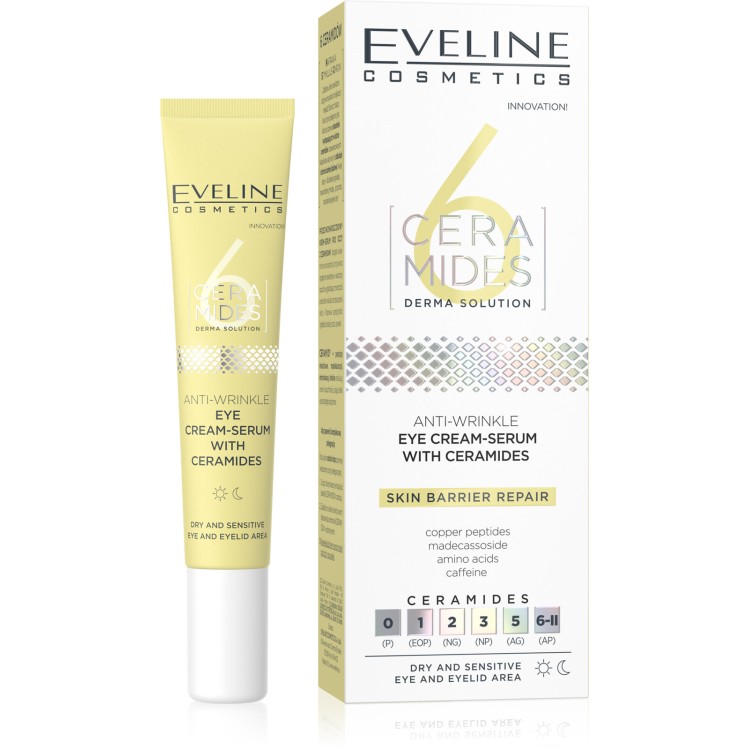 Eveline 6 Ceramides Anti-Wrinkle Eye Cream-Serum with Ceramides for Dry and Sensitive Skin 20ml