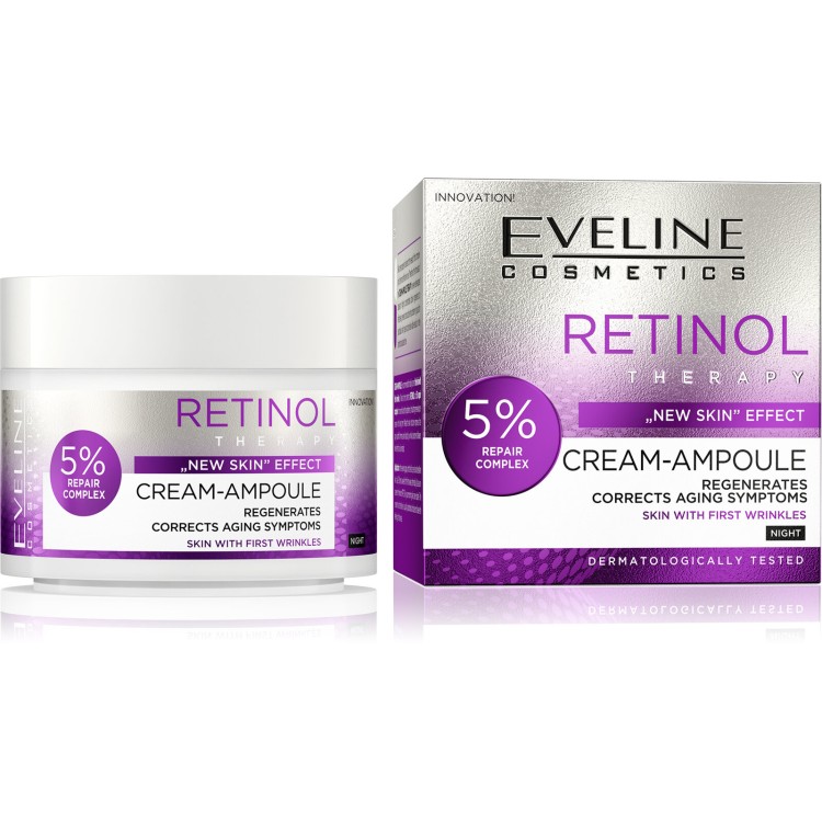 Eveline Retinol Regenerating Cream-Ampoule 5% Repair Complex First Wrinkles for Night 50ml