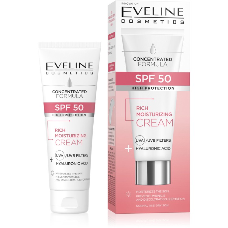 Eveline Concentrated Formula Rich Moisturizing Cream with SPF50 High Protection 30ml