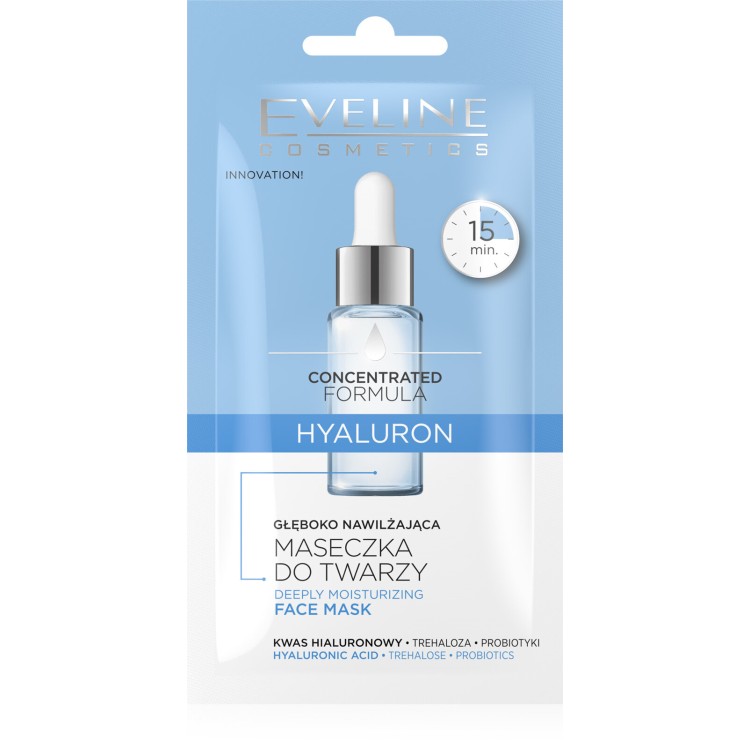 Eveline Concentrated Formula Hyaluron Deeply Moisturizing Face Mask for Dry and Dehydrated Skin 8ml