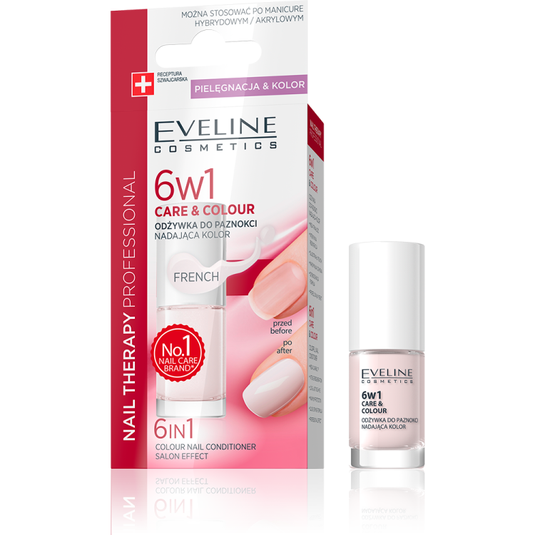 EVELINE 6 IN 1 CARE & COLOUR NAIL CONDITIONER FRENCH 5ml