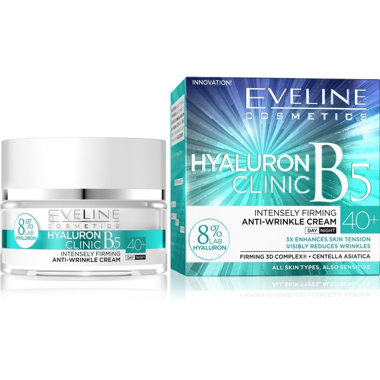 Eveline Hyaluron Clinic Intensely Firming Anti Wrinkle Day&Night Face Cream 40+ 50ML