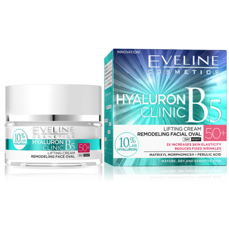 Eveline Hyaluron Clinic Intensely Firming Anti Wrinkle Day&Night Face Cream 50+ 50ML