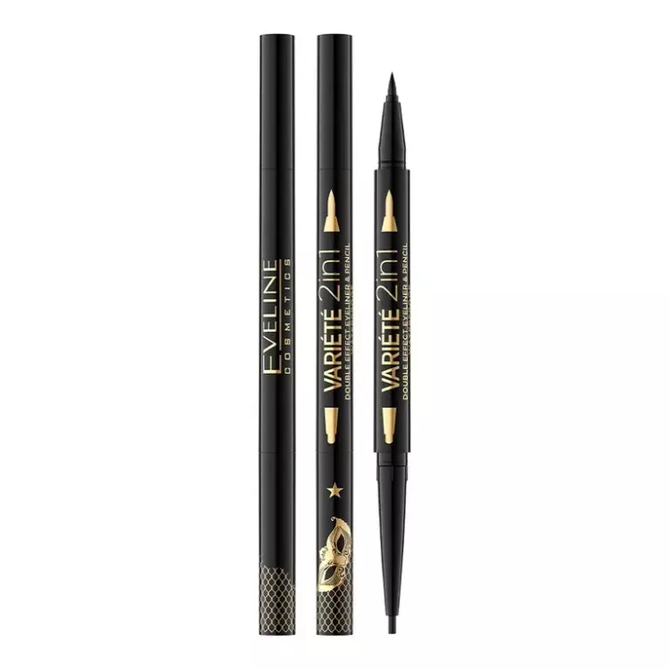 Eveline Variete Eyeliner and Pencil Double Effect 2in1 Ultra Black 1 PCS