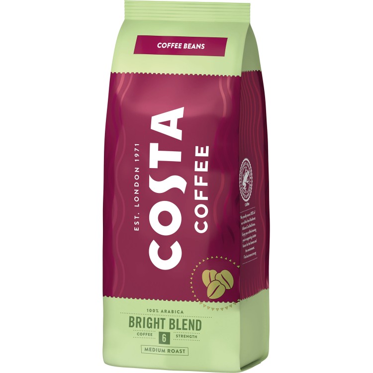 COSTA COFFE BEANS  BRIGHT BLEND MEDIUM ROAST 200G