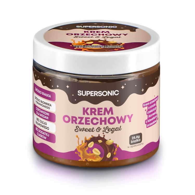 SUPERSONIC Protein nut spread  chocolate and caramel flavour with pieces of nuts 160g