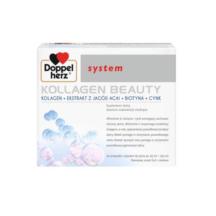 Doppelherz System Collagen Beauty - Liquid formula, 30 ampoules x 25 ml